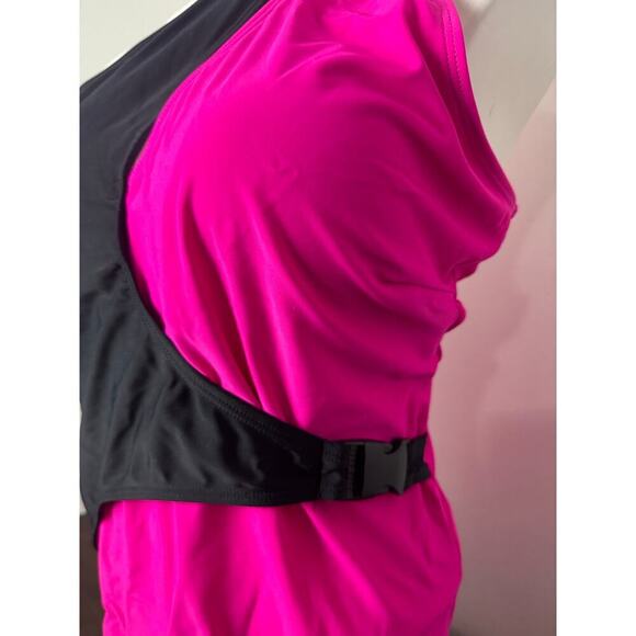 SHEIN Plus Swimsuit Neon Pink / Black, Buckle Detail on Waist - Size 3X NWOT - Picture 5 of 12
